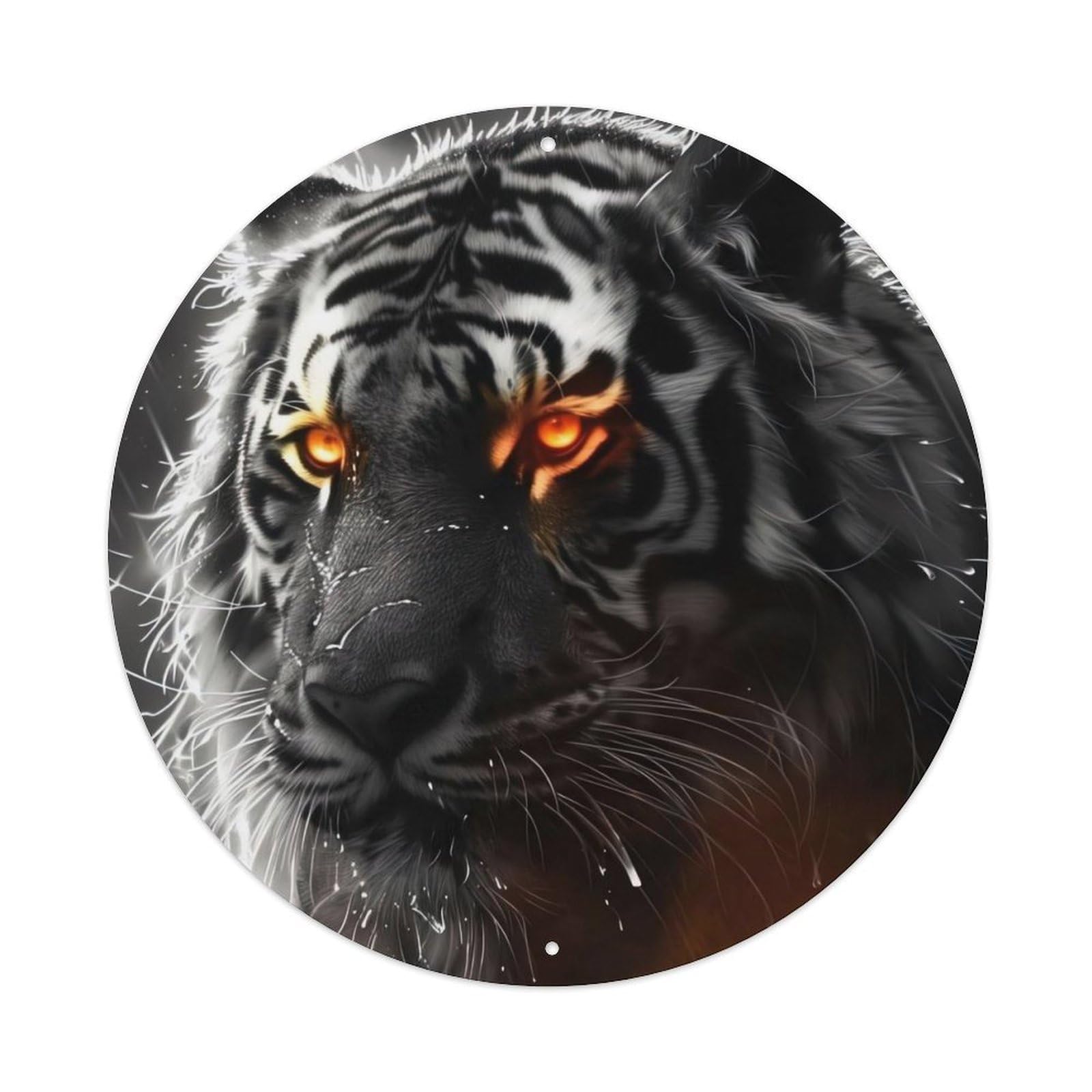 Animal Tiger in The Rain Artwork Metal Tin Sign