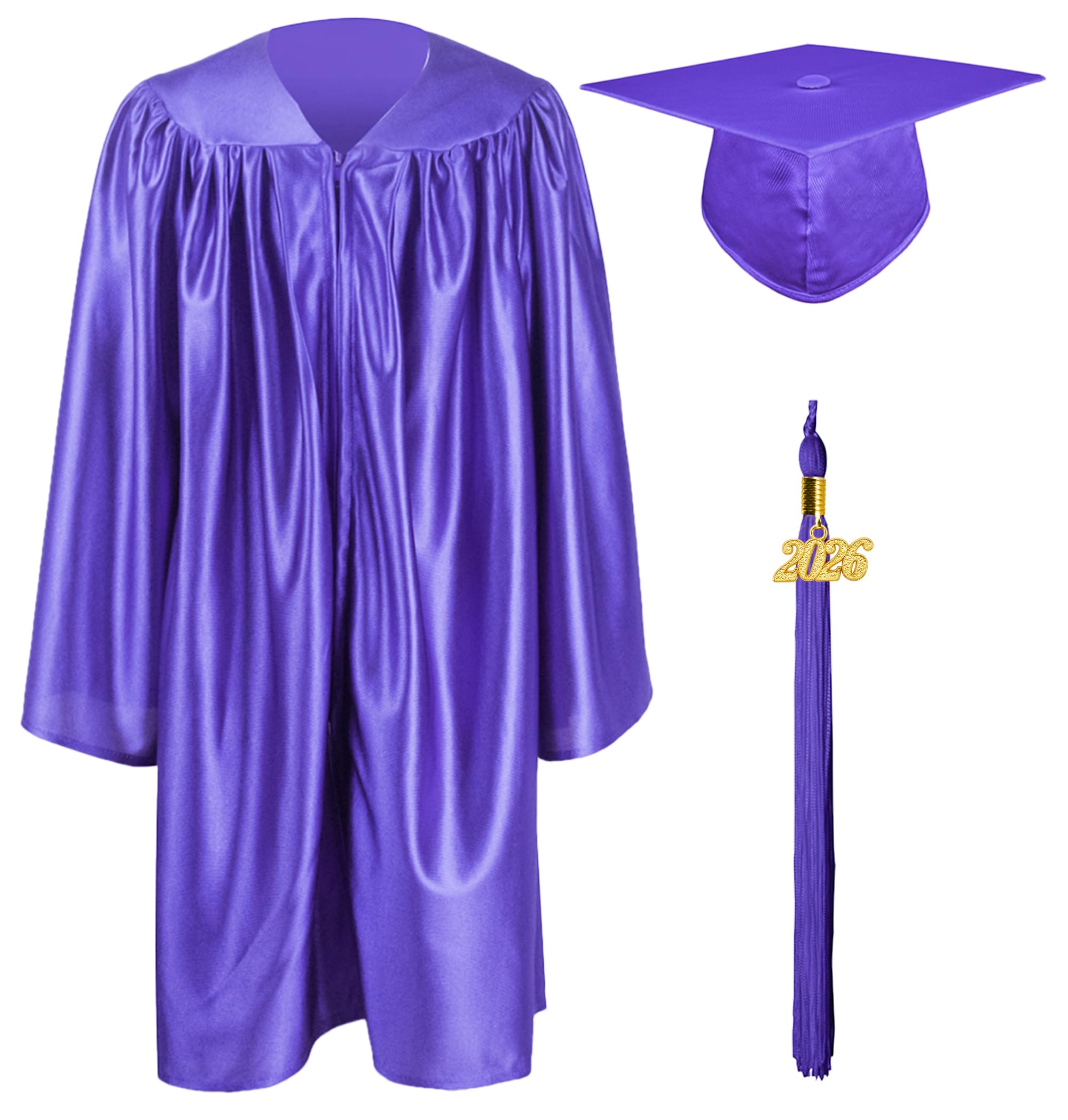 Graduationmall Purple Preschool Children's Graduation Cap And Gown,2026 Shiny Nursery Graduation Outfit For Kids 30(115-122Cm)
