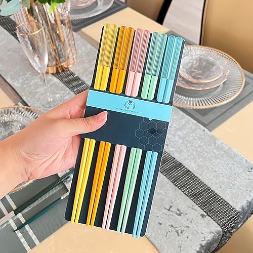 Miniatura 2 de 5 pares de palillos de fibra de vidrio, reutilizables, aptos para lavavajillas, 9.63 pulgadas9.6 in, mate, antideslizantes, para