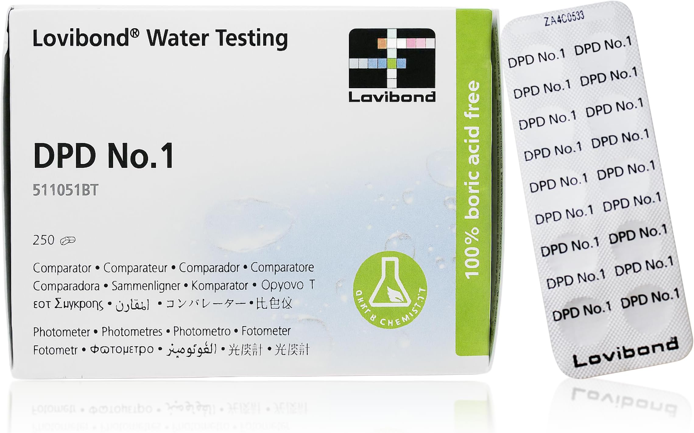 Certikin - DPD No 1 Chlorine Tablets | 250 Count for Photometer | Measures Chlorine, Bromine, Ozone | Long Shelf Life, Easy to Use | Suitable for Photometers, Multicoloured