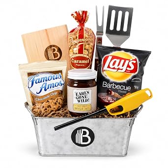 The Brobox BBQ Party Care Package | Contains Lays Chips, Amos Cookies, Scripto Lighter Cedar Plank and More | Perfect Barbecue Gift Basket for All Occasions