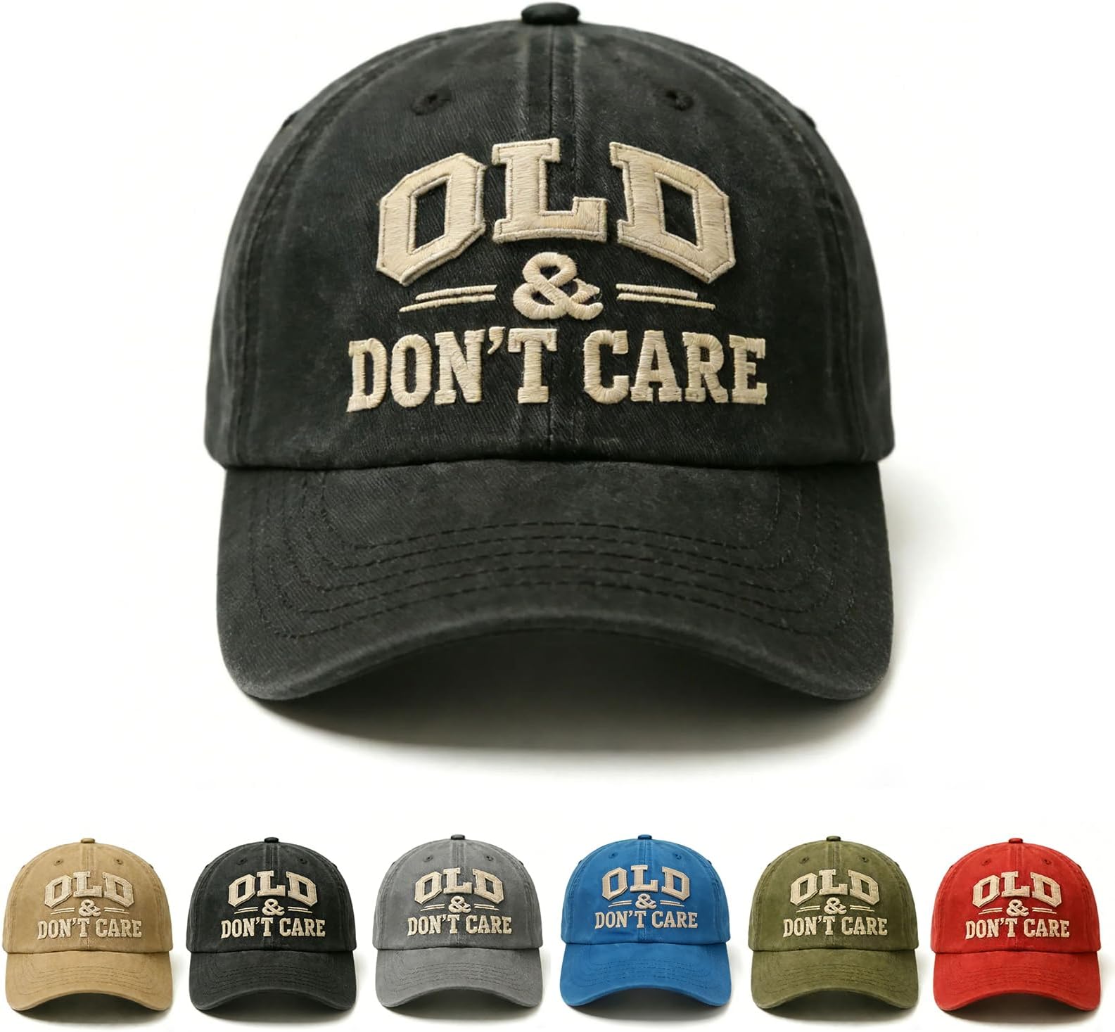 Vintage Old and Don't Care Hat, Adjustable Distressed Old & Don't Care Baseball Cap for Men Women