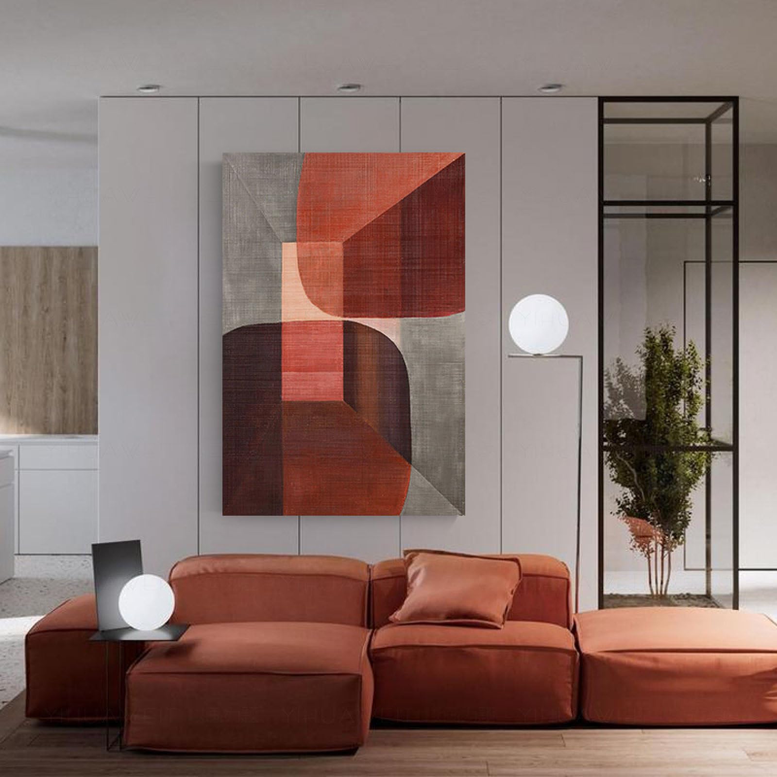 Peinture à l'huile peinte à la main pour habiller un grand mur vide