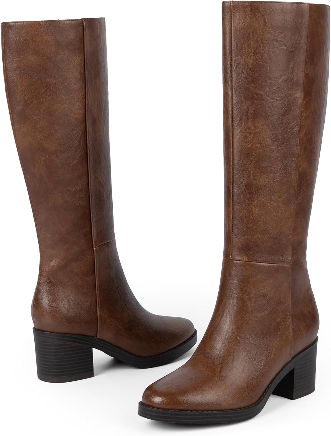 Knee High Boots for Women 2.56" Chunky Heel Round Toe Side Zipper Fall Winter Dress Tall Boots for Women - Image 6