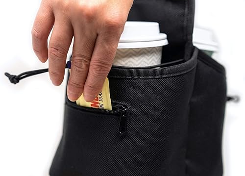 Miniatura 8 de Organizador de bebidas portátil para bebidas y portavasos de café reutilizable, bolsa plegable de 2 tazas con bolsillos organizadores, asegura de