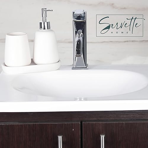 Miniatura 2 de Accesorios de baño - Juego de taza dispensadora de jabón de cerámica gris y jabonera con bandeja