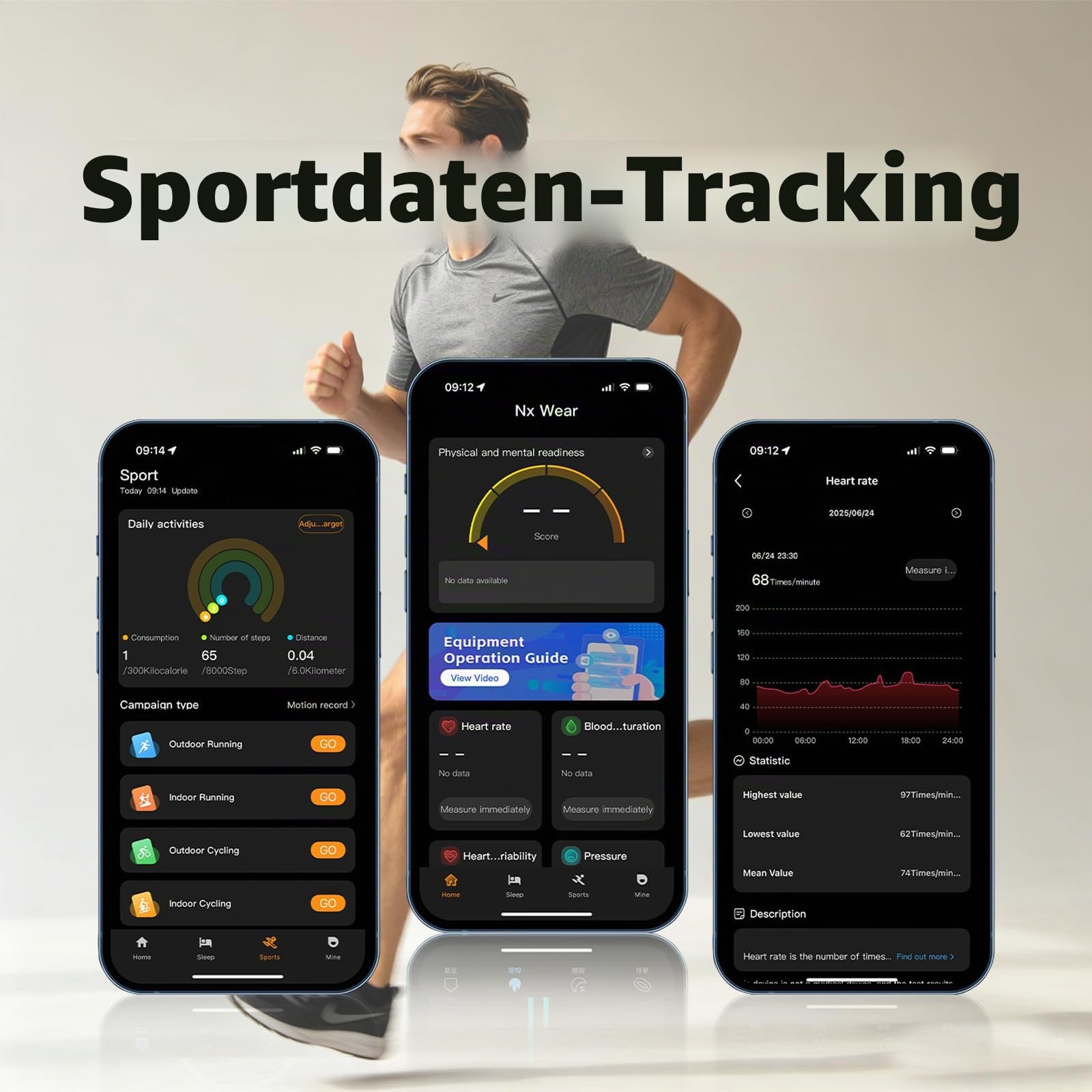 findtime Smart Band Schrittzähler Armband Fitness Tracker Schmal Pulsmessser Schlaftracker IP68 Wasserdicht Stress Zyklus Tracking Sportmodi Aktivitätstracker Fitness Armband für iOS Android