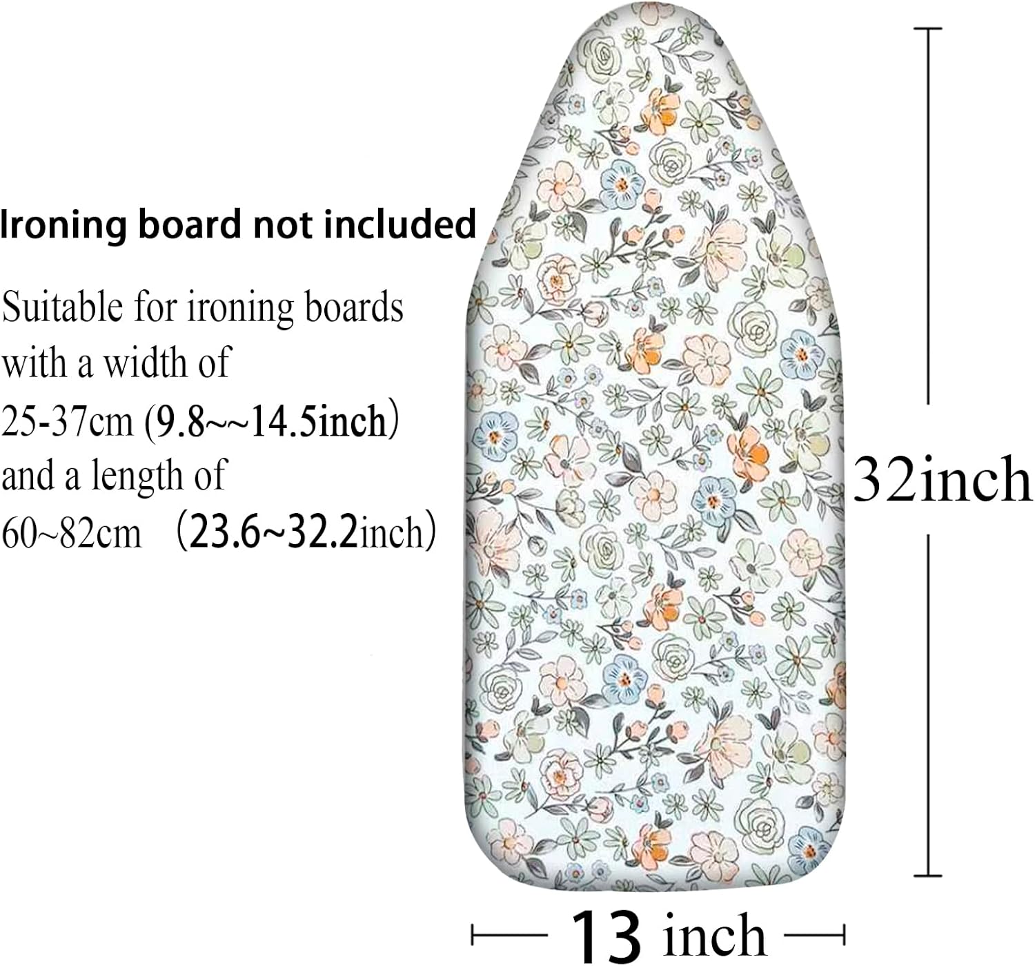 Small Ironing Board Cover Scorch Resistant, Table top Ironing Cover with Padding Heat Reflective Heavy Duty Pad (Colored Flowers, 12.5"x32")