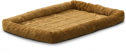 Cama para mascotas MidWest Bolster, ideal para cajas de metal para perros, se puede lavar a máquina y secar, Canela