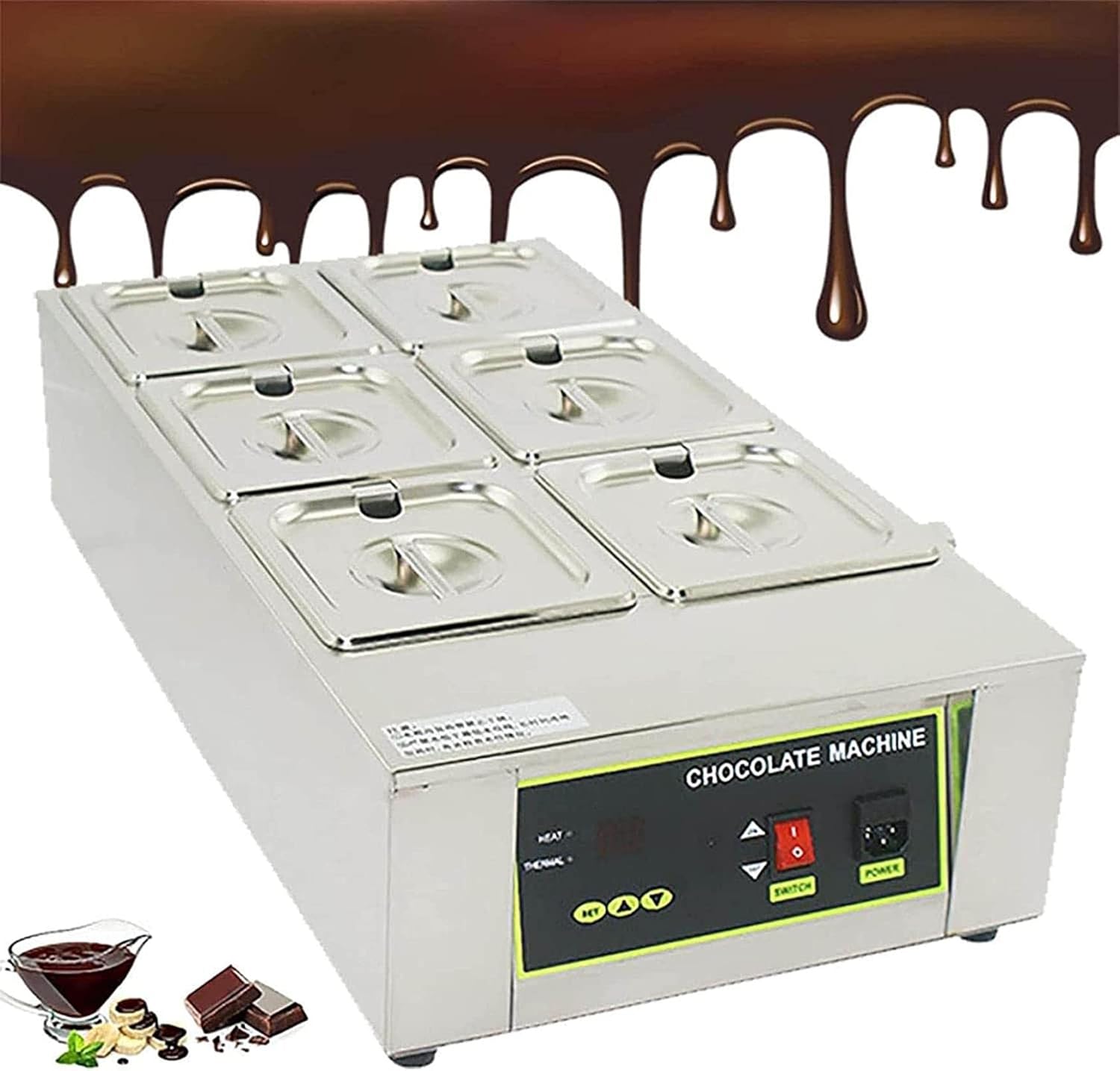 1kw Electric Chocolate Melting Machine, Tempering Chocolate Oven, Adjustable Temperature 0-95℃/32-203℉, 12kg Large Capacity, for Chocolate Shop/Cake Shop/Cafe