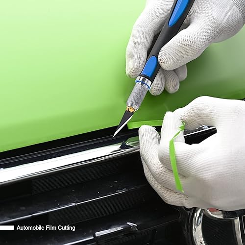 Miniatura 6 de FOSHIO Juego de 2 cuchillos de precisión para manualidades con 20 cuchillas de repuesto, mango ergonómico antideslizante con cubierta protectora