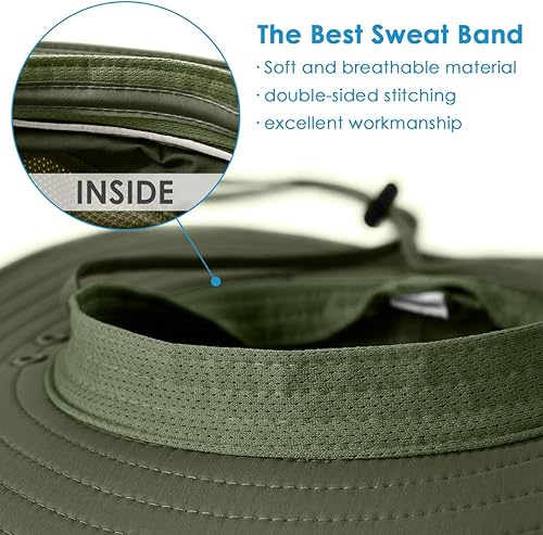 Miniatura 6 de IYEBRAO - Sombrero de sol para hombre al aire libre con solapa para el cuello, protección UV, ala ancha, sombrero de pesca para senderismo, safari,