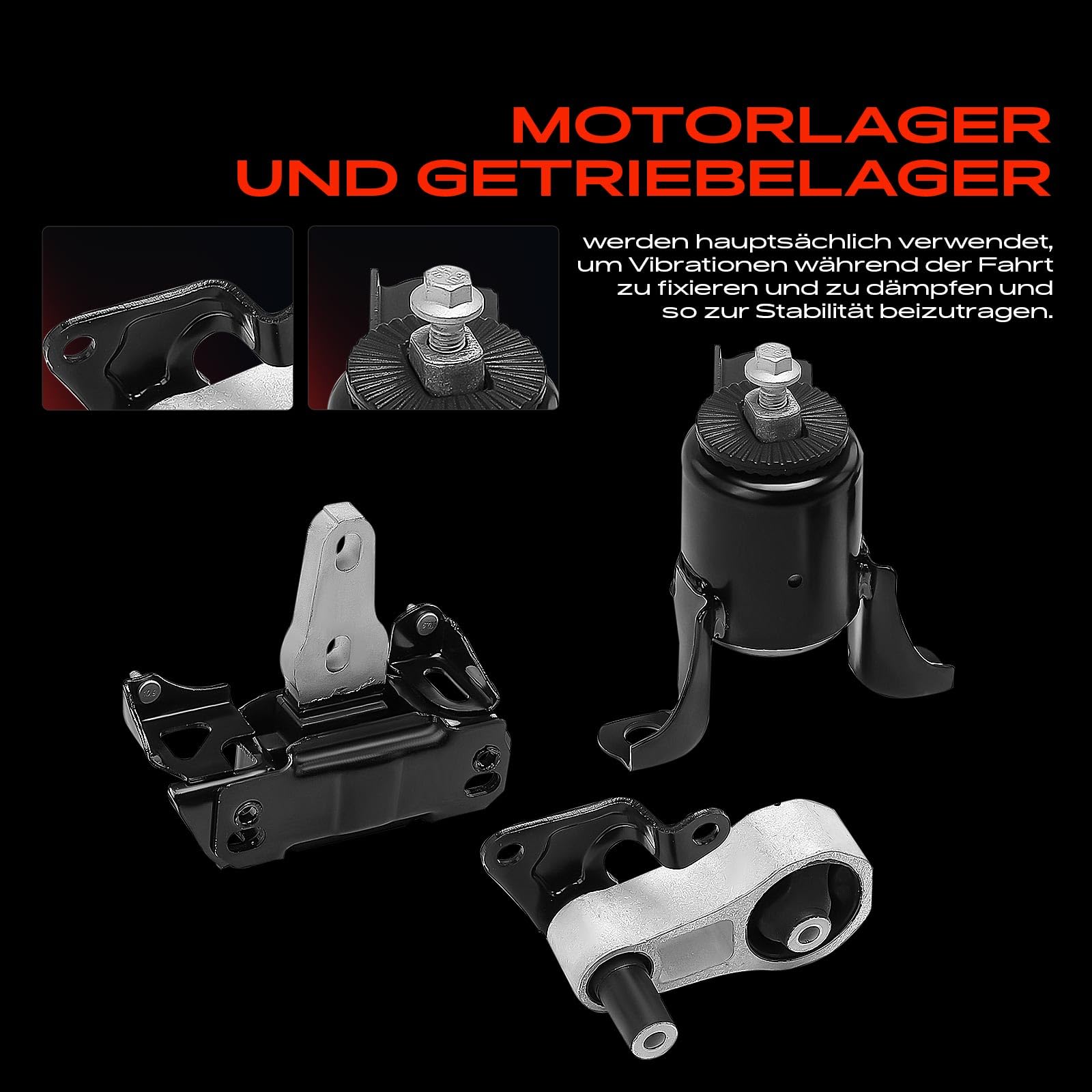 Frankberg 1x Supporto Motore + 1x Supporto del cambio + 1x Supporto di spinta Compatibile con Fiesta VI CB1 CCN 1.6 ST 1.6 Ti 1.6 ST200 2010-2017 Replace# 1536197,1513114