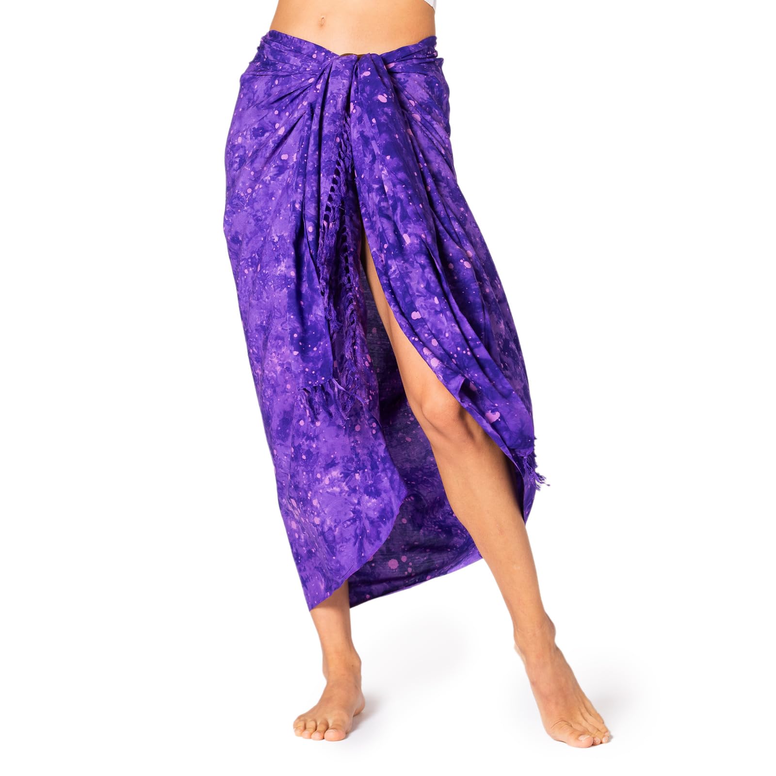 PANASIAM Sarong, B604 purple dream sky, L - Unisex Multipurpose Pareo - Wax Batik Design - 100% Viscose - L: 190x116cm