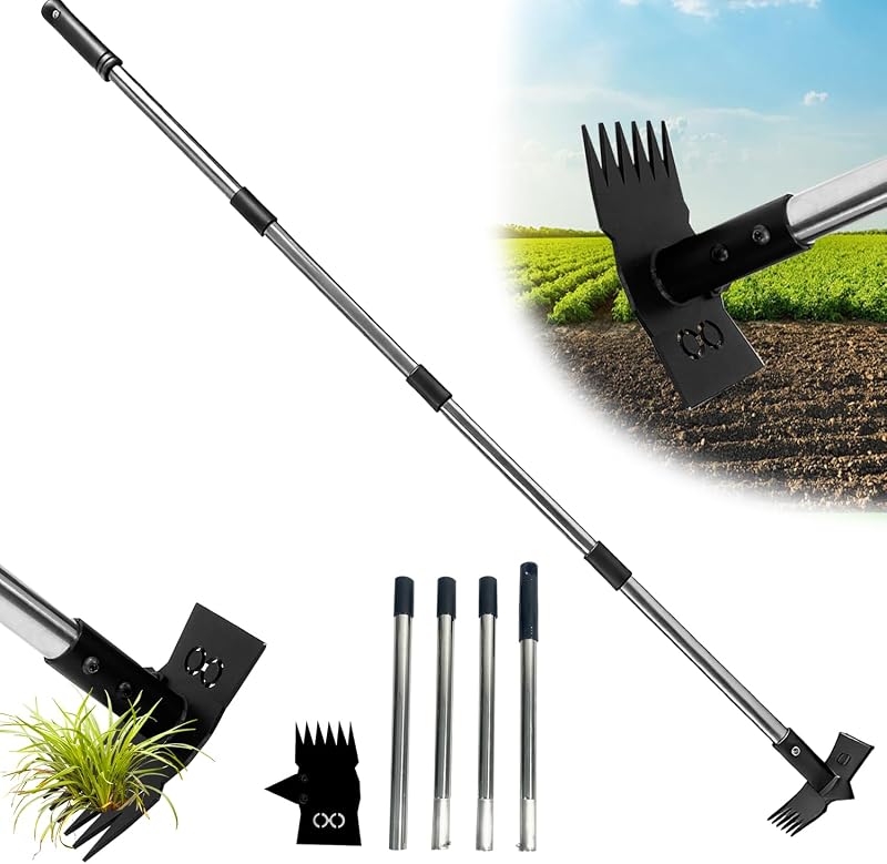 Herramienta extractora de malas hierbas con mango largo 3 en 1, herramienta Manual para quitar malas hierbas, azada de jardín, resistente para patio, césped, patio y jardín