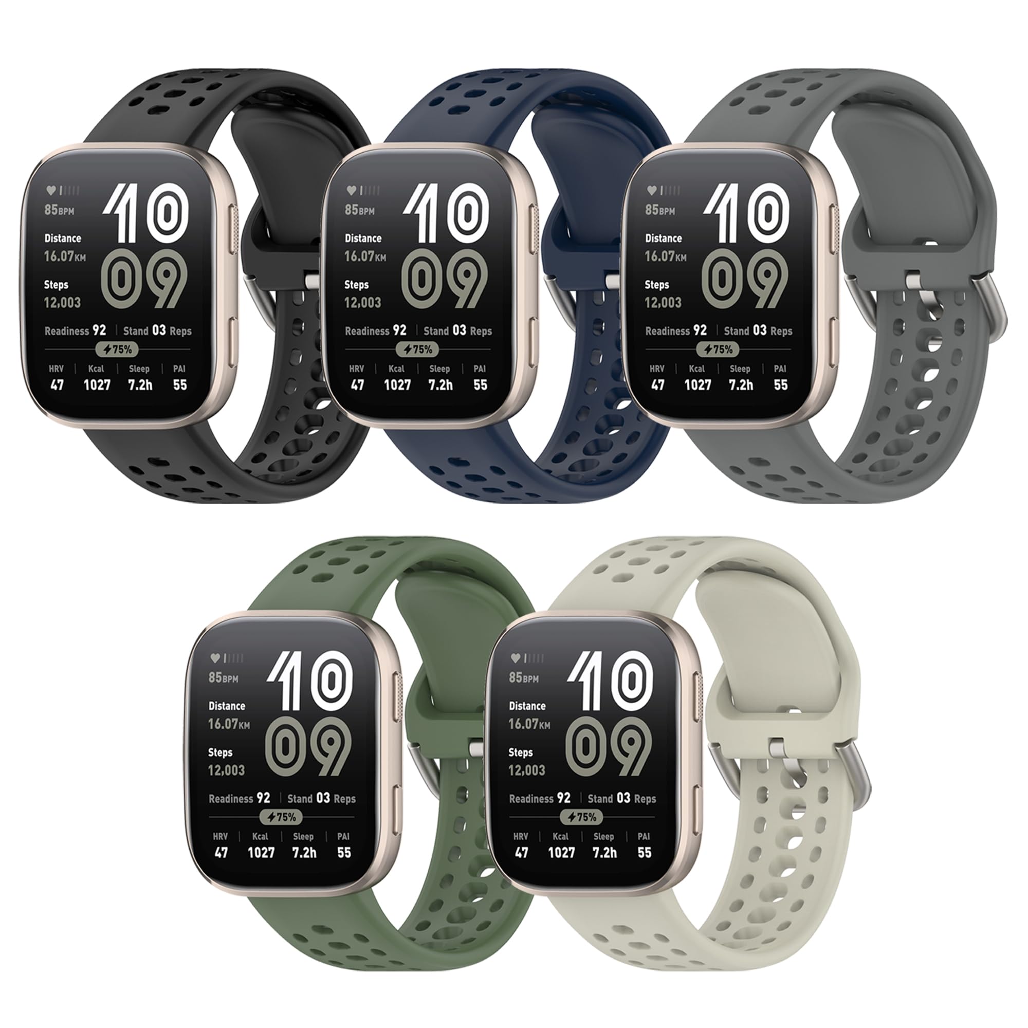 Cinturino di ricambio per Amazfit Bip 6/Bip 5, 22 mm, in silicone, a sgancio rapido, per smartwatch Amazfit GTR 4/3/3 Pro/2/2e/GTR da 47 mm (senza tracker)