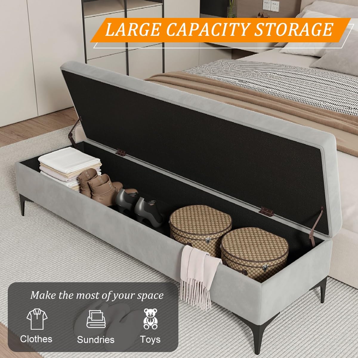 Banco De Almacenamiento Otomano,Banco De Almacenamiento Zapatero,Banco Zapatero Con Asiento,Baul Almacenaje,Banquetas Dormitorio,Reposapies Sofa,Organizador De Zapa,Para Salón/Dormitorio(Coffee,L23.6i