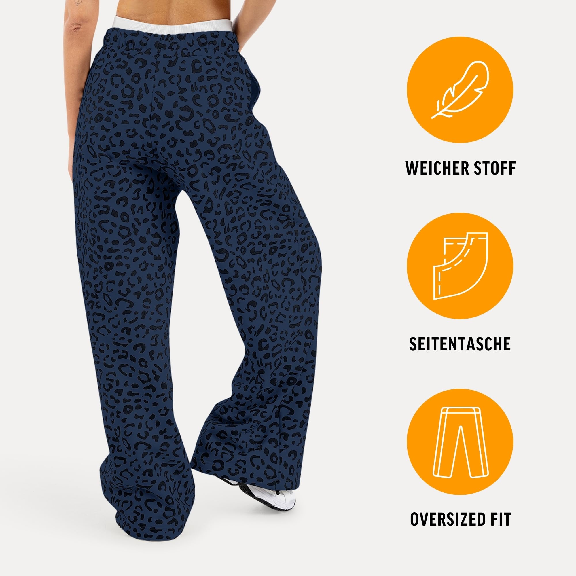 SMILODOX Jogginghose Damen Leora, Oversize Fit Trainingshose, Sweatpants, Freizeit-Hose mit elastischem Bund und Tunnelzug, Verstellbarer Beinabschluss und Seitentaschen, Gym & Homewear