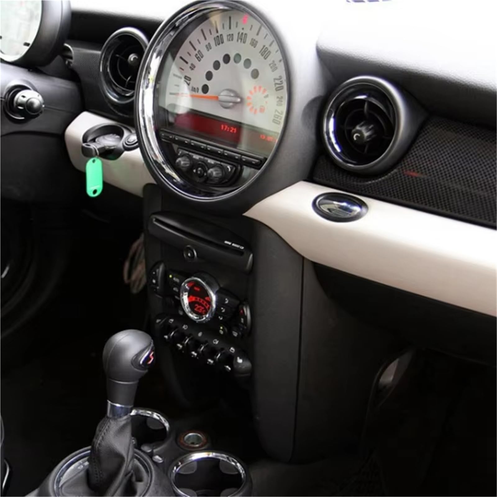 Panel Embellecedor Radio Marco Salpicadero para Reproductor DVD Radio 2 DIN para Cooper R55 R56 R57 Kit Instalación Panel Embellecedor Marco Radio para Coche