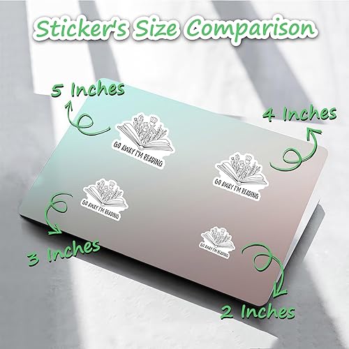 Miniatura 5 de 314PI Calcomanías de vinilo troqueladas con diseño de "Go Away I'm Reading" para computadora portátil, teléfono, botellas de agua, patineta,