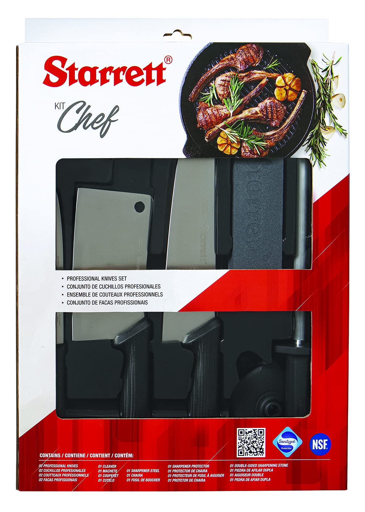 Professional Stainless Steel Chefs Kitchen Knife Set - 6-Pieces - Black Handle