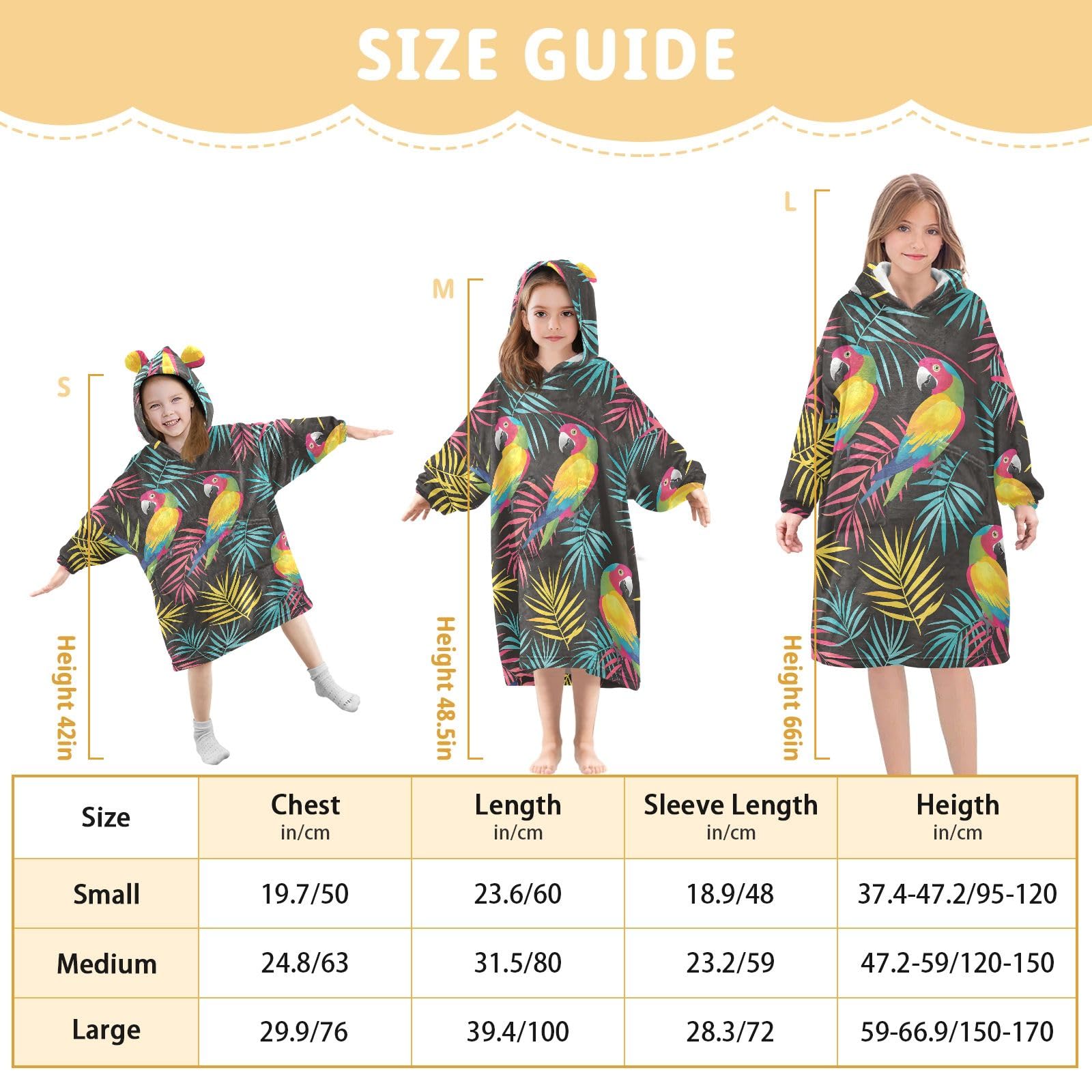 Kinder-Bademantel mit Kapuze und Papageienvögeln, weicher Flanell-Bademantel mit Ohren und Taschen, warme Nachtwäsche für Kleinkinder, Jungen, Mädchen