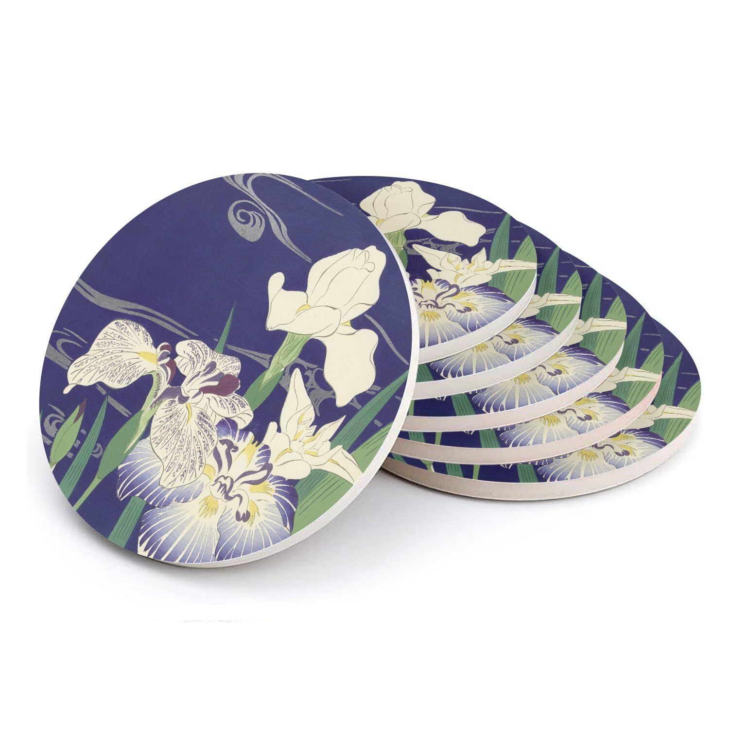 Sous-verres ronds céramique orchidée bleue pour vos rituels thé et cafés