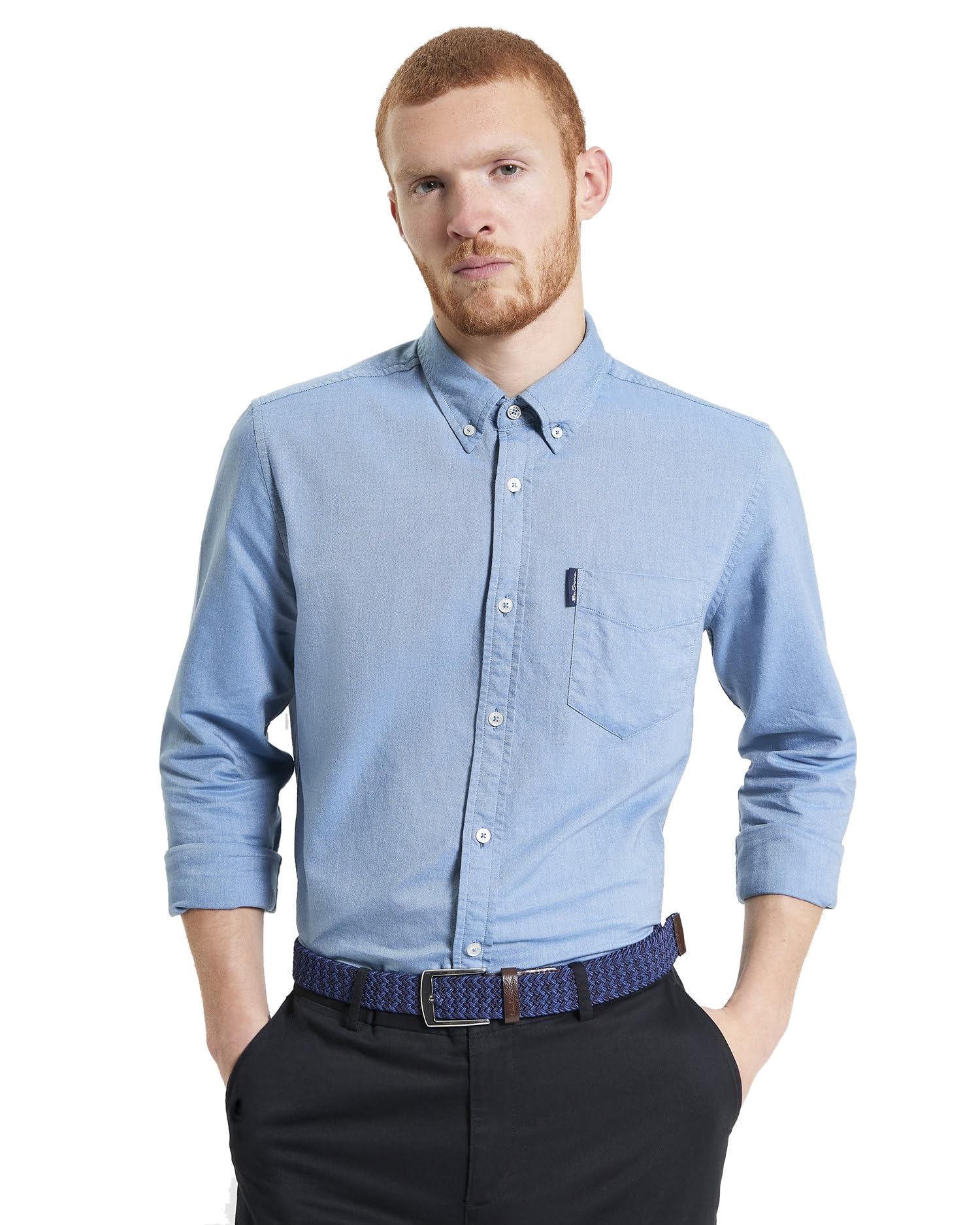 Ben Sherman Men's Airforce. Button-Down Collar Signature Oxford Shirt, Tab Logo Pocket, Long Sleeved, Regular Fit (Airforce.) Xxl