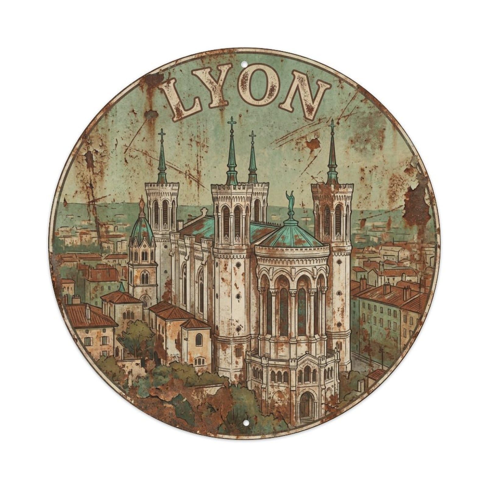 Metal Tin Sign Retro Travel France Lyon