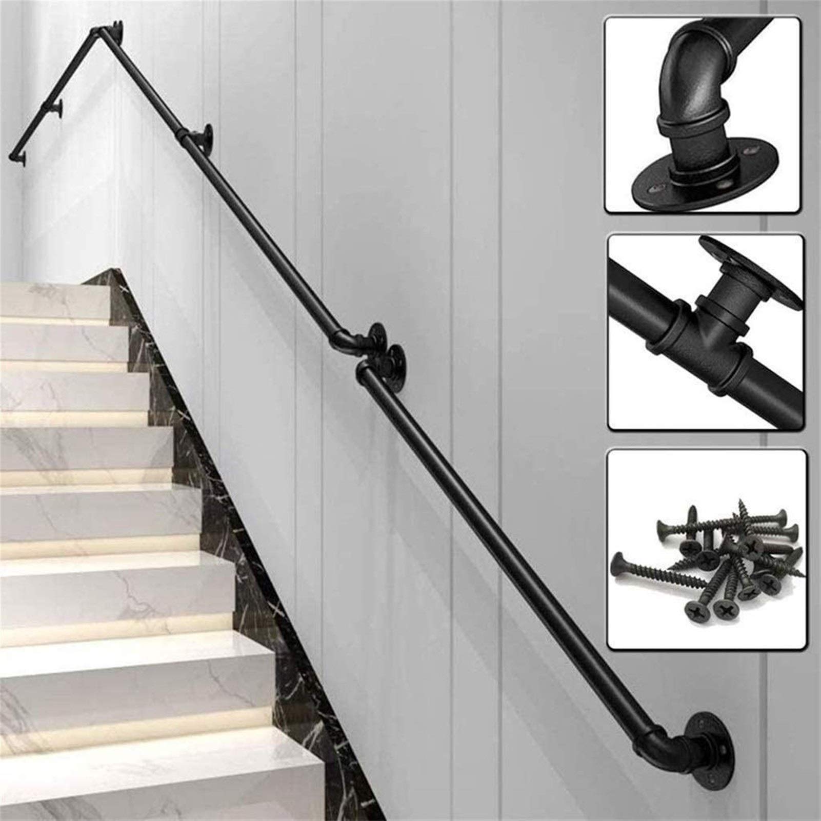 Nowoczesny zestaw czarnych balustrad na podczerwień 3,5 m - wewnętrzne wsparcie dla irs, łatwy system poręczy do bezpiecznego domu