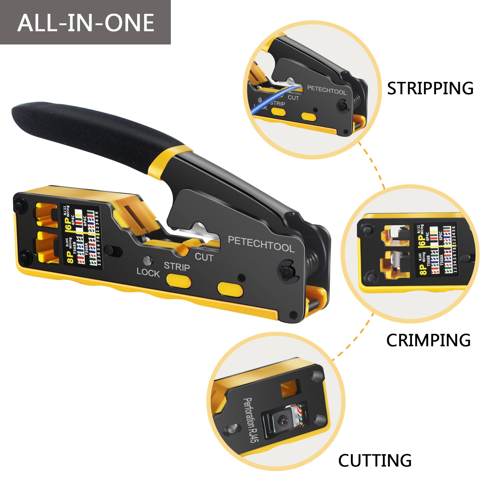 RJ45 Crimp Tool Pass Through Crimper CAT6 Cat5e, 58 OFF