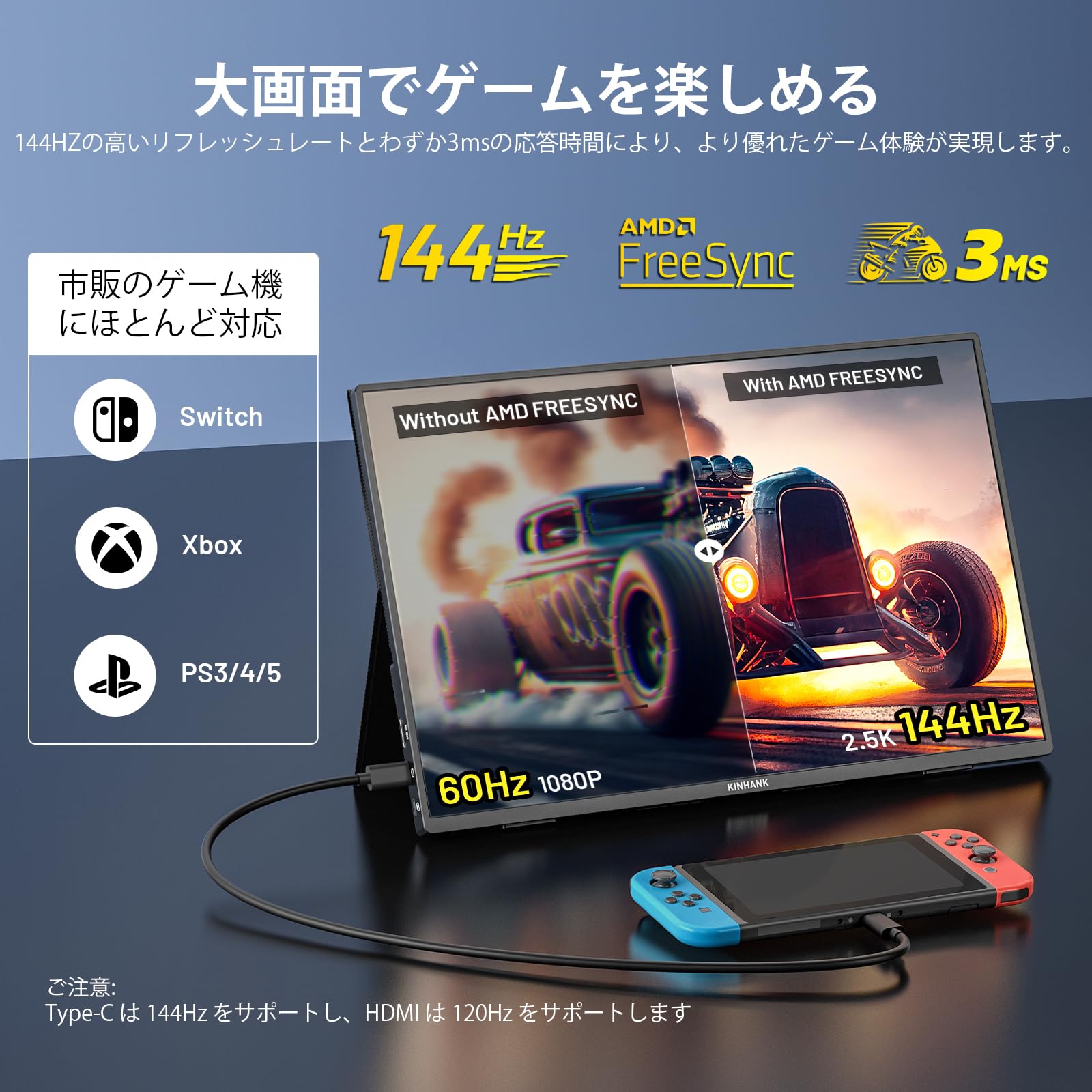 モバイルモニター 16.0インチ 144Hz AndroidTV搭載 ゲーミング Amazon.co.jp: Kinhank モバイルモニター 16.0インチ 2560*1600P