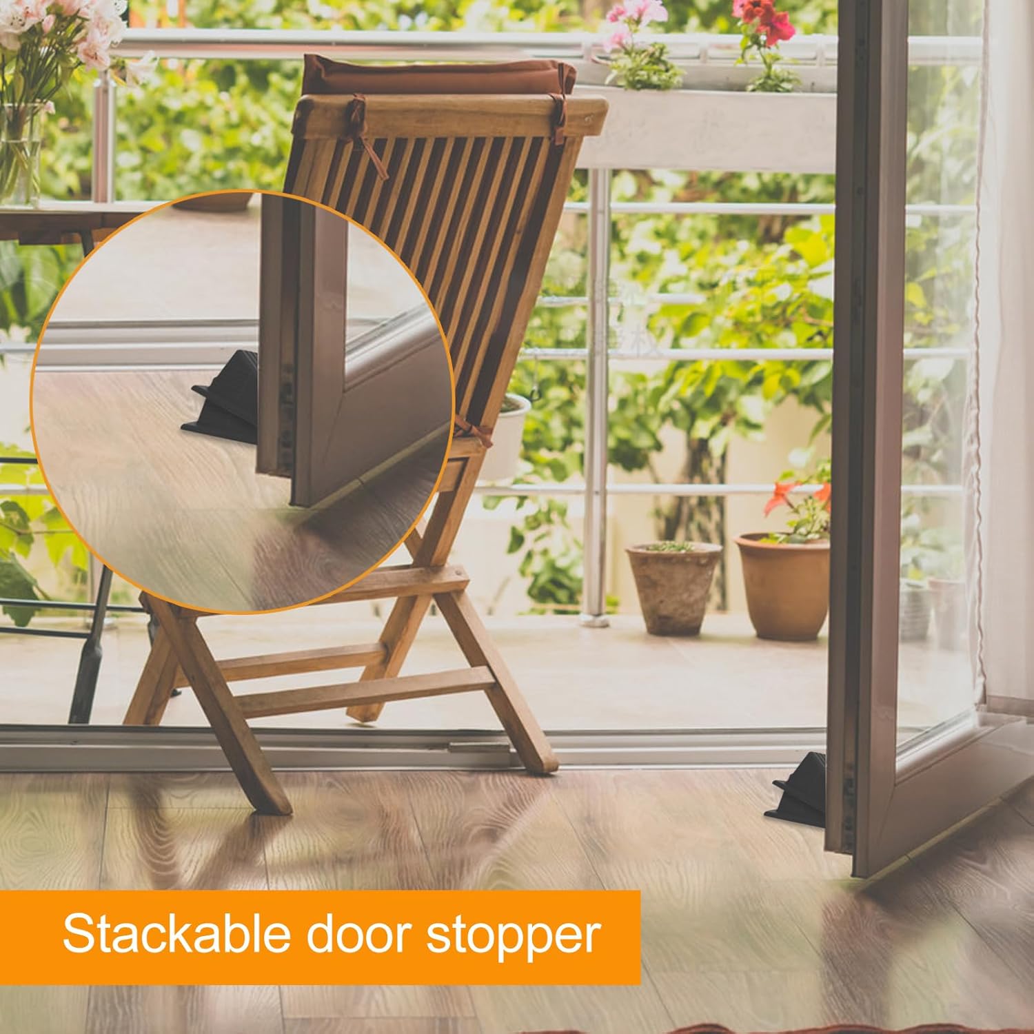 15 Pcs Jumbo Door Stoppers for Floor Rubber Door Stop Wedge Floor Sturdy Stackable Door Stop Large Door Wedge for Hotel Carpet Door Hardwood Concrete and Tile (Black)