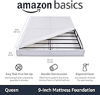 Vista 2 de Yaxa Basics Smart Box Spring - Base de cama, base de colchón de 9 pulgadas de altura, montaje fácil sin herramientas, tamaño Queen, 79"L x 59.5"An