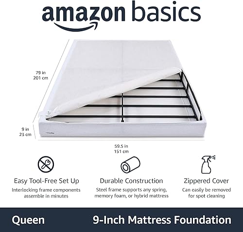 Miniatura 11 de Amazon Basics - Base de cama tipo somier inteligente, base de colchón de 7” de alto, montaje fácil sin necesidad de herramientas, tamaño king, 79”