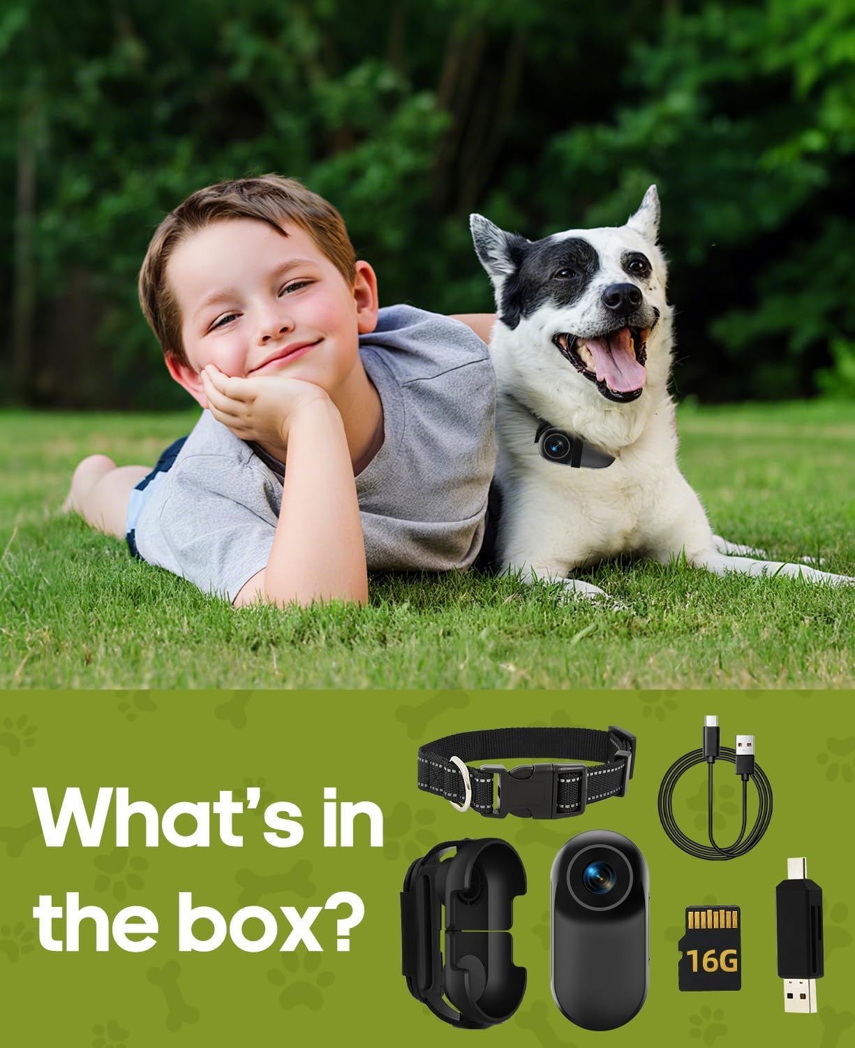 Cat Camera Collar with Video Recording,with 16G SD Card 1080p HD Mini Action Sport Cam,All Activities Pet Camera Stuff,Outdoor/Inoor Wireless Birthday Gift Black