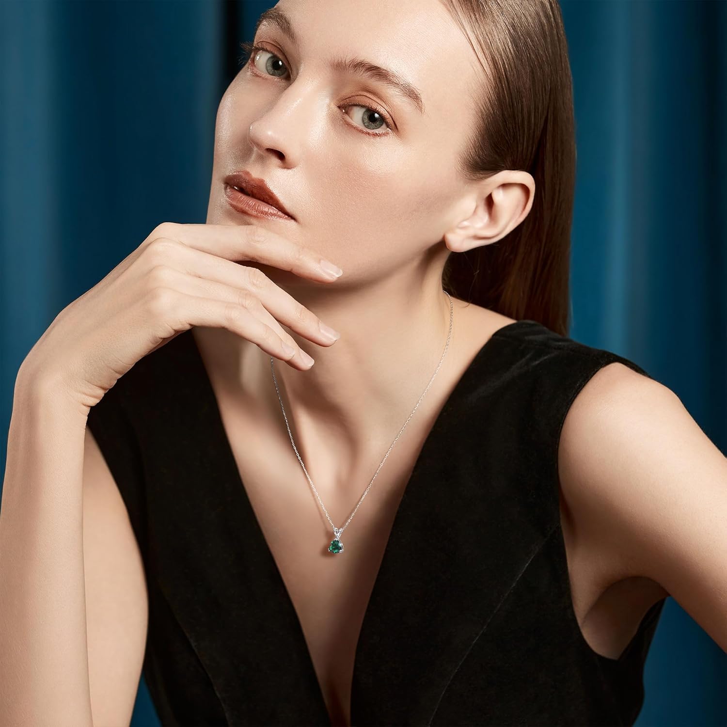 Turandoss S925 Sterling Silver Birthstone Necklaces for Women, Dainty 925 Sterling Silver 12 Months Triangle Birthstone Pendant Necklace Silver Jewelry Birthday Gifts for Teen Girls - Image 3