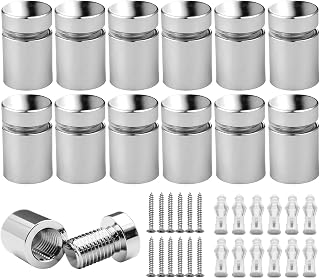 1/2” x 1/2” Inch 12PCS Aluminum Solid Sign Standoff Screws for Acrylic Advertising Screw wall Fixing standoffs mounts Glass Display Signs (Polished Chrome Color)