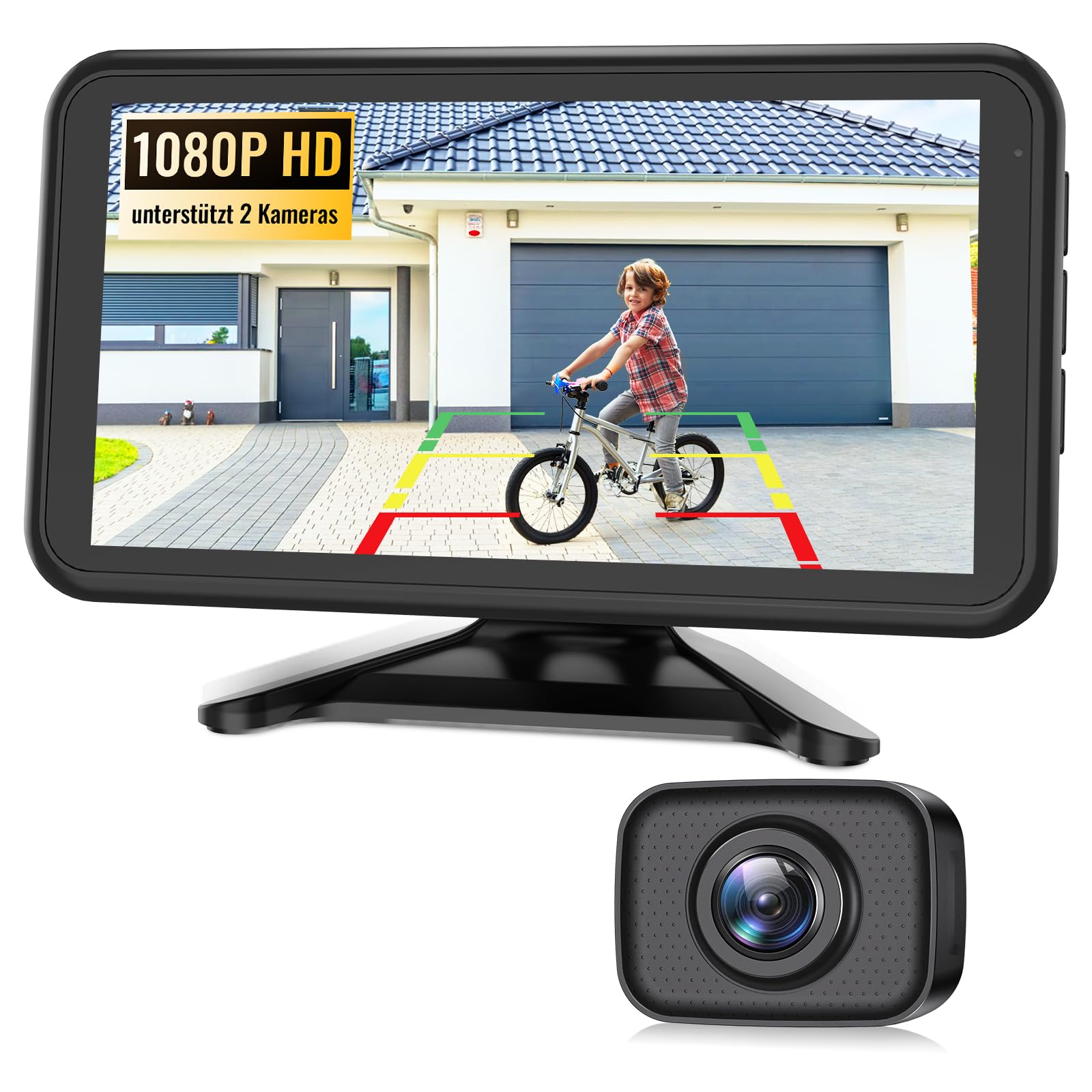 AUTO-VOX W12 Rückfahrkamera Kabellos 5" LCD 1080P Funk 2 Kameras IP69K Wasserdichter Nachtsicht für Auto LKW Wohnmobil
