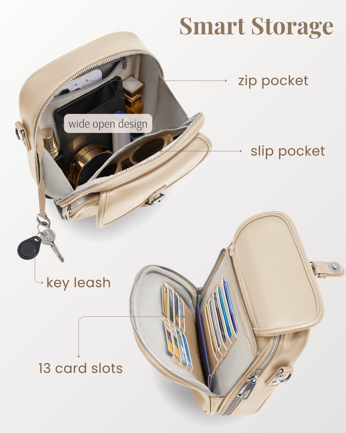 Crossbody Bags for Women, Vegan Leather Messenger Bag Vintage Shoulder Bag Travel Purse Wallet with Card Slots - Image 5