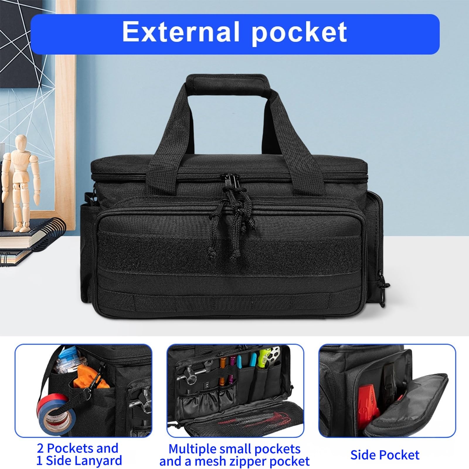 Sac à outils pour homme - Ouverture ouverte - Avec base renforcée