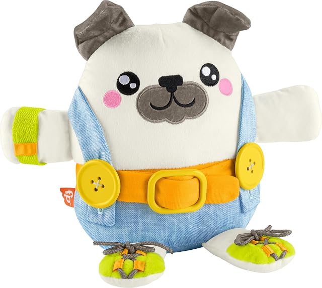 Fisher-Price Preschool Toy FP Pets Learn-to-Dress Pup Plush with Fine Motor Activities for Kids Ages 2+ Years