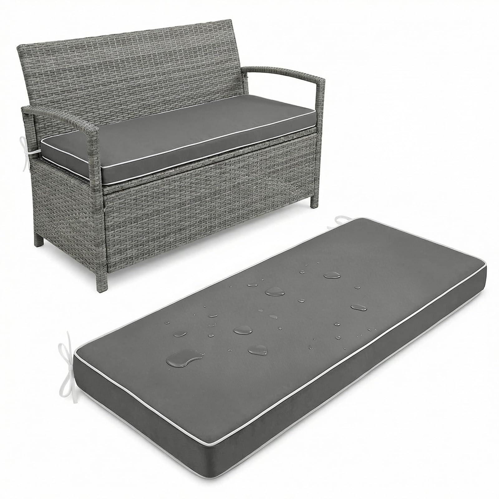 Aocase Outdoor Bench Cushion 5 cm Thick 135x40cm waterproof Garden Bench Seat Pad 2/3/4 Seater with Non-Slip Backing for Patio Bay Windows Swings Indoor/Outdoor Long Chairs Multiple Sizes,Dark Gray
