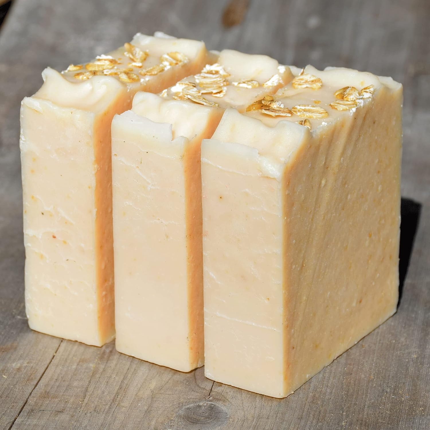 Oatmeal Honey Goat Milk Soap - Pack of 4, All Natural, handmade with Organic Oils, Great for your skin! Net weight approx. 5 oz/bar.