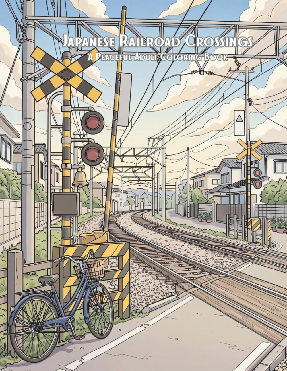 Japanese Railroad Crossings: A Peaceful Adult Coloring Book of Everyday Japan, Train Tracks, Quiet Streets, and Nostalgic Railway Scenes