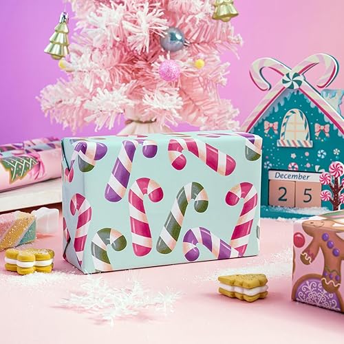 Vista 99 de WRAPAHOLIC Rollo de papel kraft de regalo de Navidad, mini rollo, 3 rollos, 17 x 120 pulgadas por rollo, colección navideña de alce de acuarela