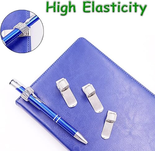 Miniatura 3 de Paquete de 4 soportes de acero al manganeso con clip para bolígrafo, con lazo de resorte ajustable para pizarra blanca, refrigerador, tablón de