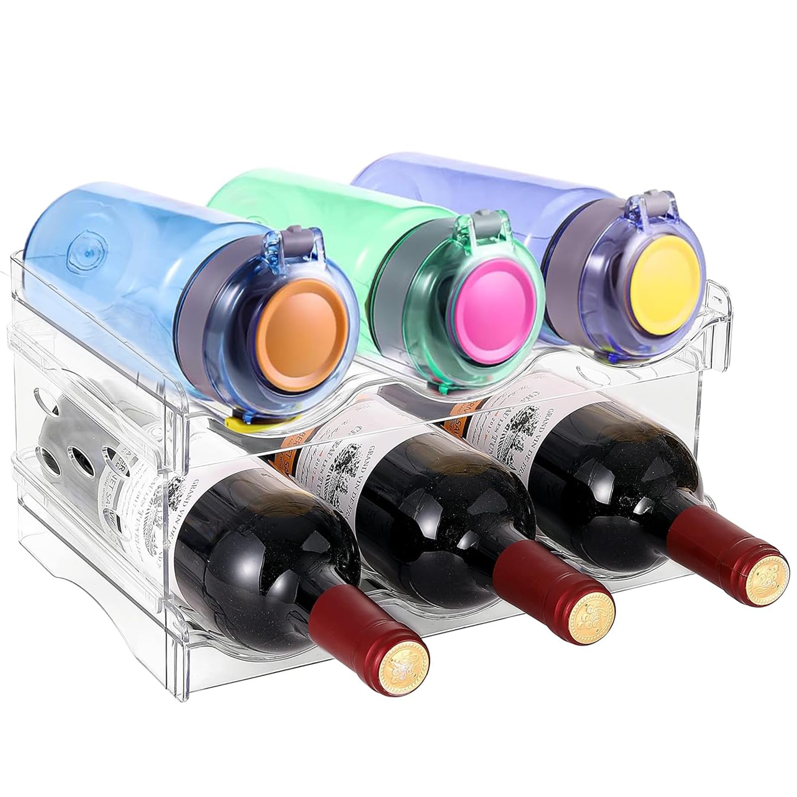 Portabottiglie Impilabile Per Vino E Acqua - Organizzatore Da Cucina Per 6 Bottiglie - Foto 9