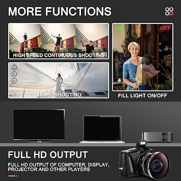 Digital Camera 4K 48MP Vlogging Camera, Perfect Camera for Photography with 32GB SD Card, 52mm Wide Angle & Macro Lens,16x Digital Zoom, an Ideal Compact Camera for Beginners...