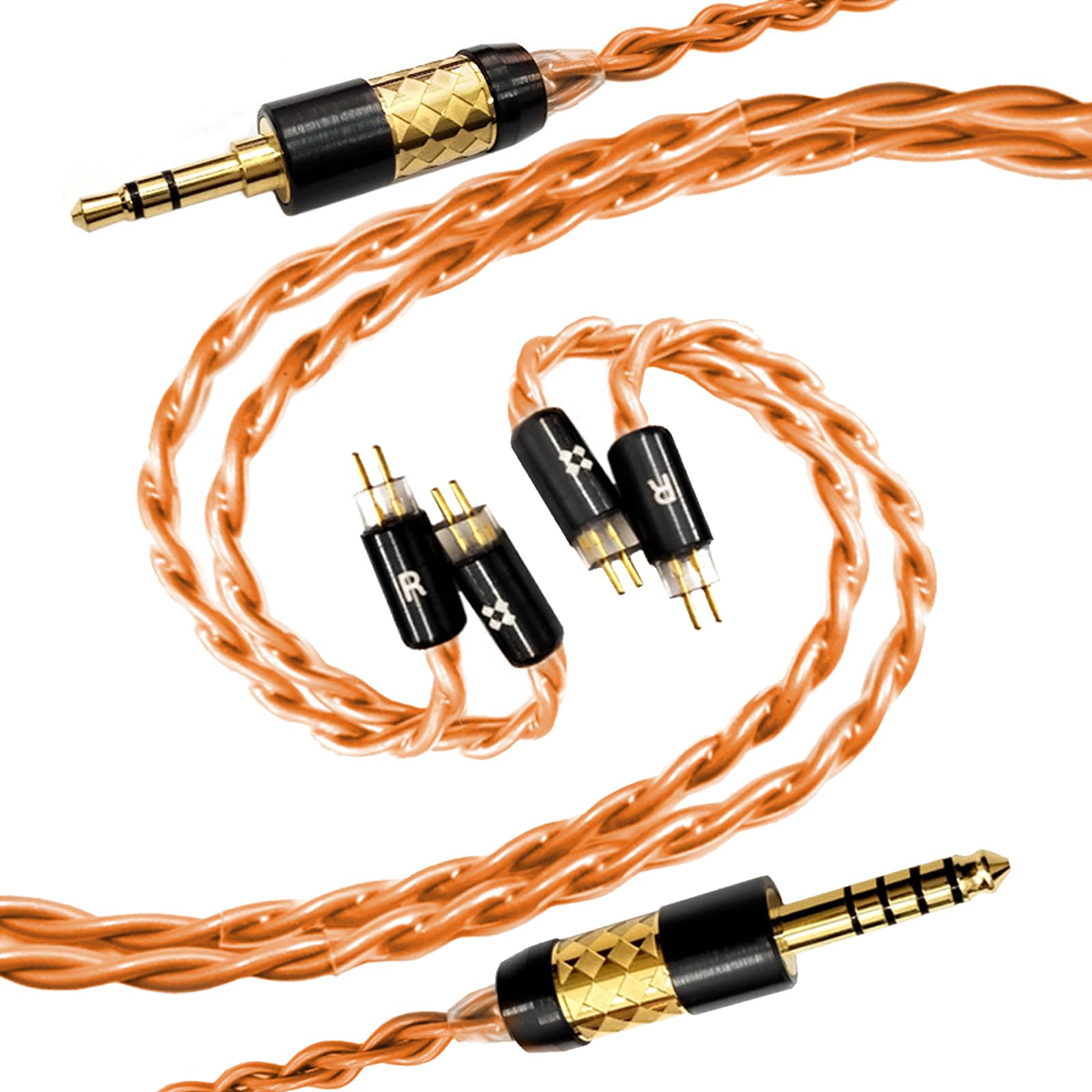Litz Structure Aurphone Cable Actualizado 3.5 Mm/4.4 Mm Adaptador Balanceado Cambre para Calidad Sonido Transparente